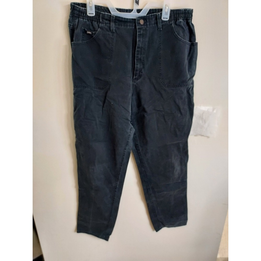Lee Denim Pants Womens 18L Black High Waisted Elastic Waist Tapered Vintage